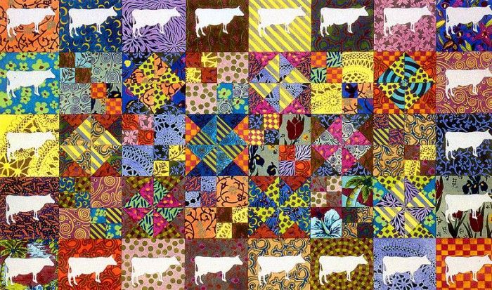 Aaw019 Molly Hutchings Cow Quilt sqs. , 