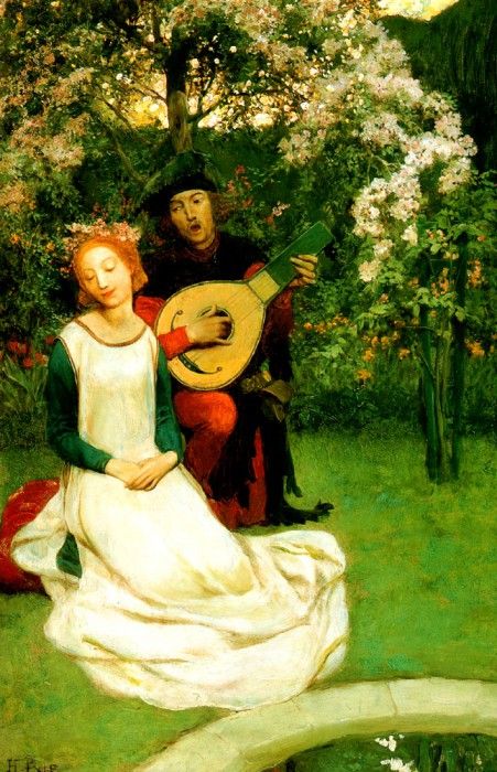 Howard Pyle He Sang For Her as They Sat in the Garden, 1904 sqs. , 