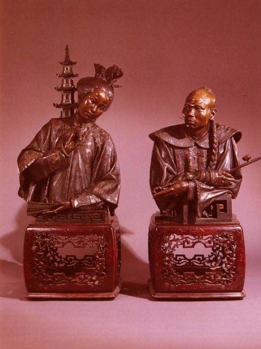 Cordier Charles Henri Joseph Epoux Chinois, A Pair Of Busts. ,   
