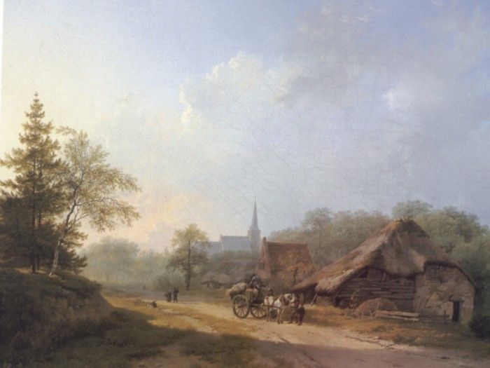 A Cart on a Country Road in Summertime. Koekkoek, Barend 