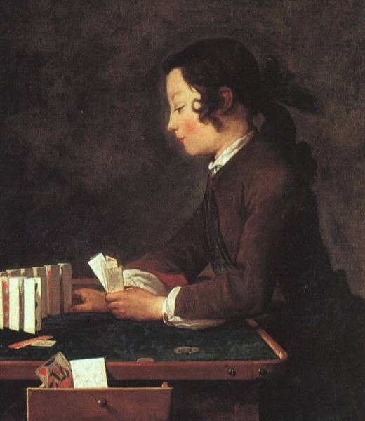 CHARDIN - BOY PLAYING WITH CARDS. , - 