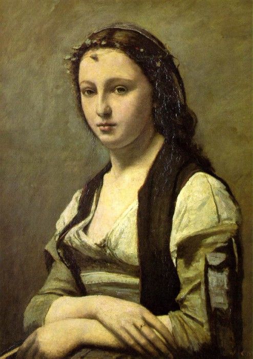 Corot Woman with a Pearl 70x55 Louvre Paris. , --