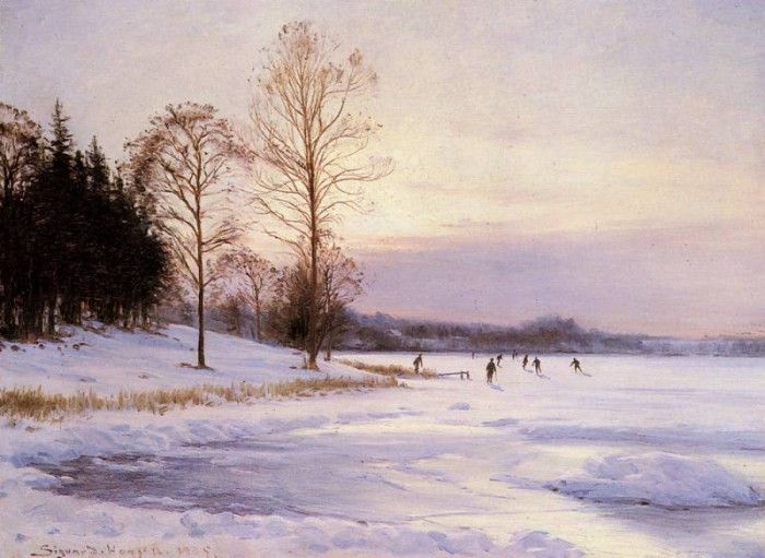 Hansen Sigvard Skaters On A Frozen Pond. ,  Marius