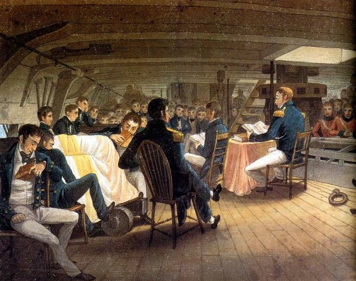 MPA Augustus Earle Divine Service on board a British Frigate, H.M.S. Hyperion, 1820 sqs. , 