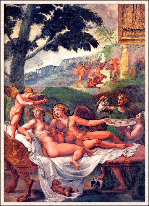 bs- Giulio Romano- Amor And Psyche Lying On The Couch. , 