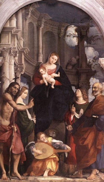 PORDENONE Madonna And Child Enthroned With Saints. 