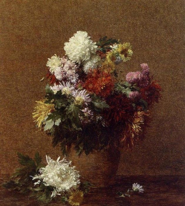 Fantin Latour Henri Large Bouquet of Chrysanthemums. -, ---