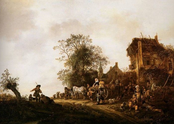 Ostade van Isaack Travellers outside an Inn Sun. , 