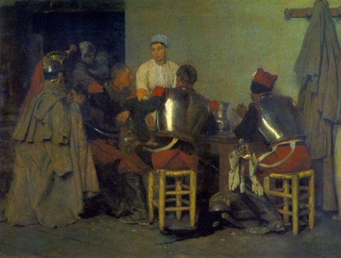 Cuirassiers at the Tavern. Regamey, 