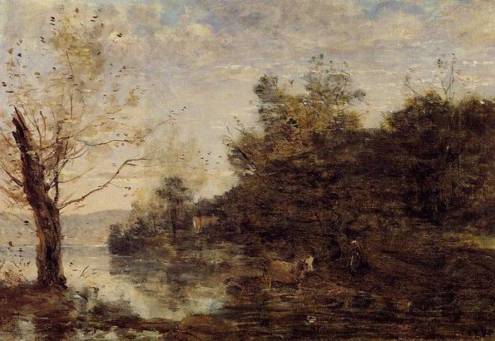 Corot Cowherd by the Water. , --