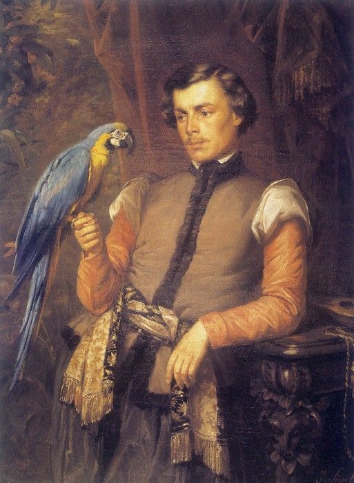 am-Jzef Simmler Nobleman with a Parrot. Simmler, J