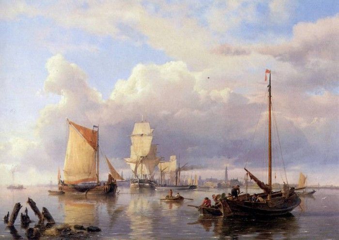 Koekkoek Hermanus Ships on the Schelde near Antwerpen Sun . Koekkoek, Hermanus
