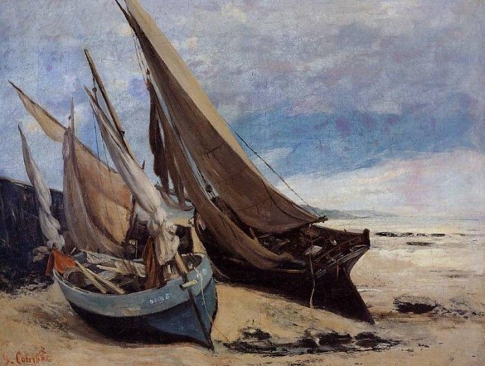 Courbet Gustave Fishing Boats on the Deauville Beach. , 