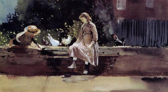 Homer Winslow The Farmyard Wall. , 
