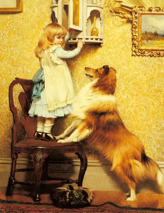 Barber Charles Burton A Little Girl And Her Sheltie. ,  