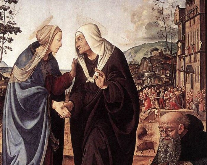 Piero di Cosimo The Visitation with Sts Nicholas and Anthony 1489 90 dt1. ,  