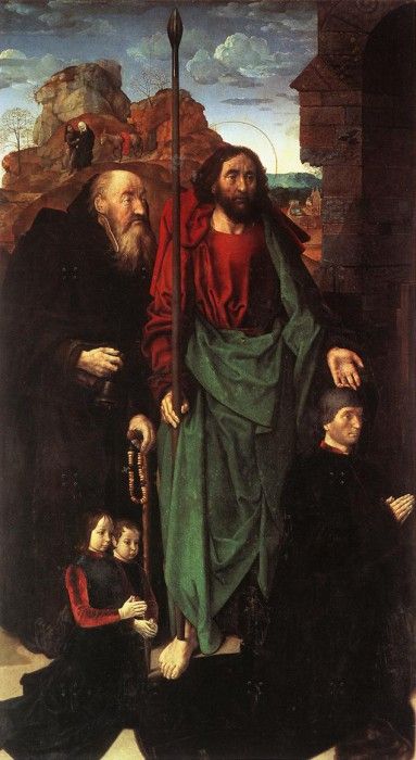 The Portinari Triptych ca 1475 Left panel (Sts Anthony And Thomas With Tommaso Portinari). ,   