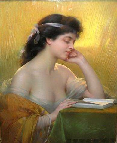 Portrait Of An Elegant Lady Reading.Jpg. Enjolras, Delphin