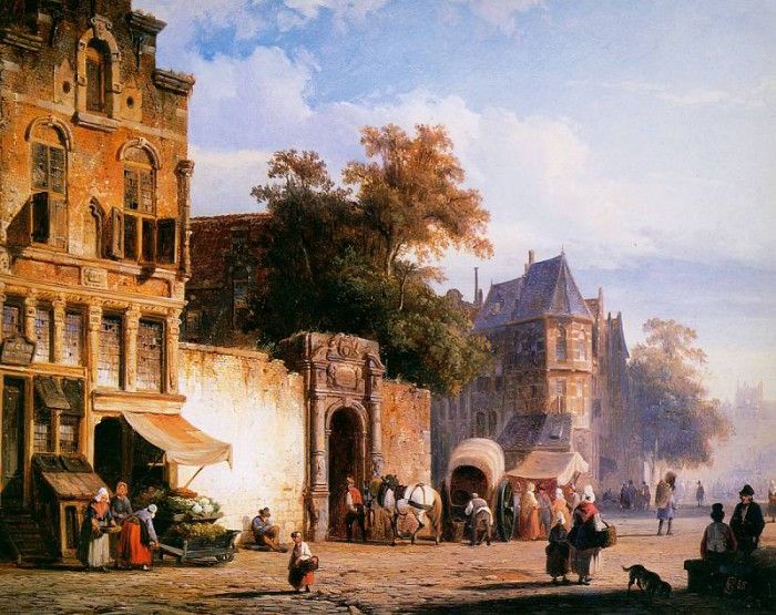 Springer Cornelis Cityview wiith marketstall Sun. Springer, 