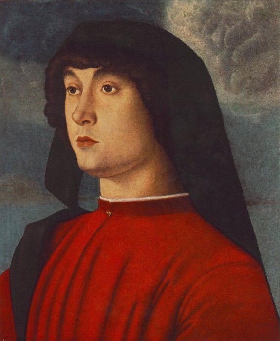Portrait of a young man in red EUR. , 