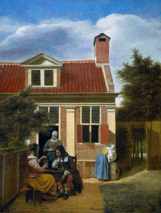 Hooch de Pieter Company in garden Sun. Hooch, Pieter De