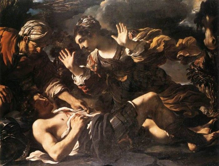 Guercino Ermina Finds the Wounded Tancred. ,   