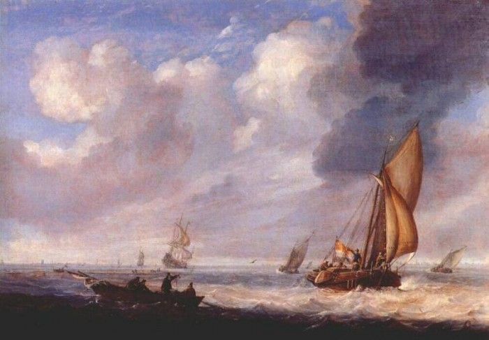 porcellis,julius single-master and rowing-boat in light breeze c-late-1640s. Porcellis, 