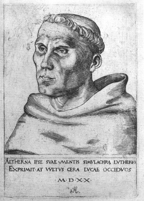 Cranach d.a. Martin Luther as a Monk, 1520, engraving, Metro. ,  