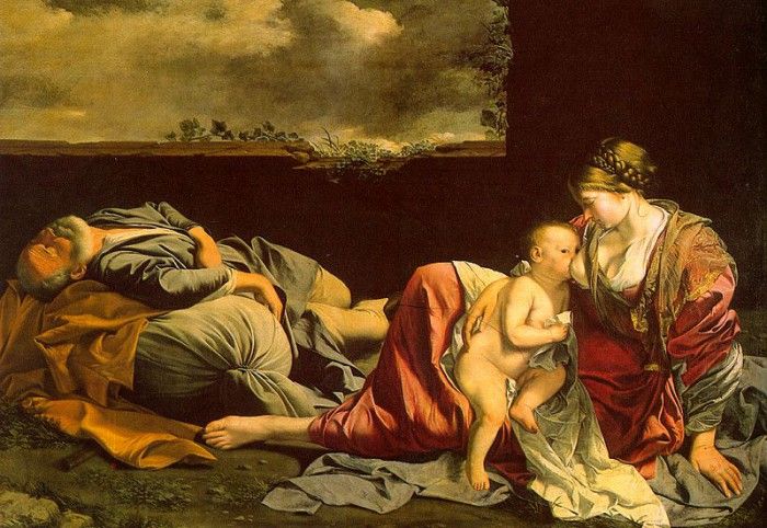 Gentileschi,O. Rest on the Flight into Egypt, 1628, canvas, . �����������, ������