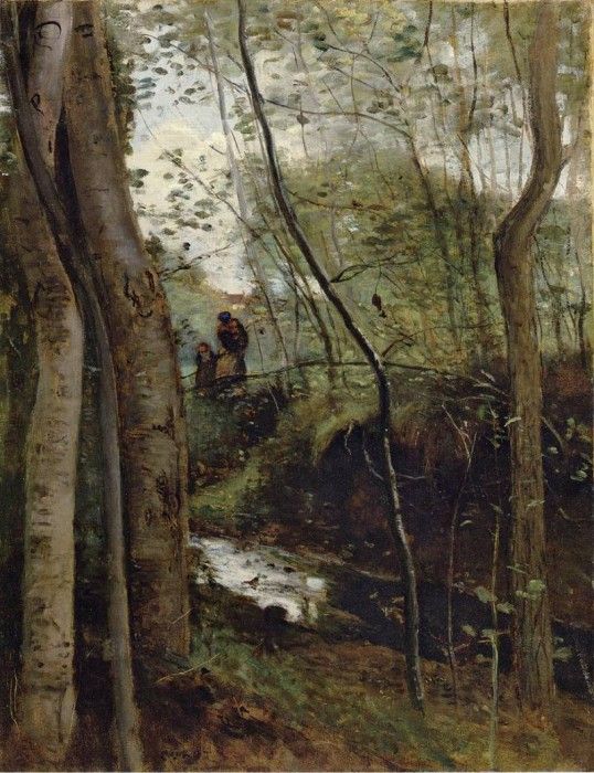 Corot Stream in the Woods aka Un ruisseau sous bois. , --