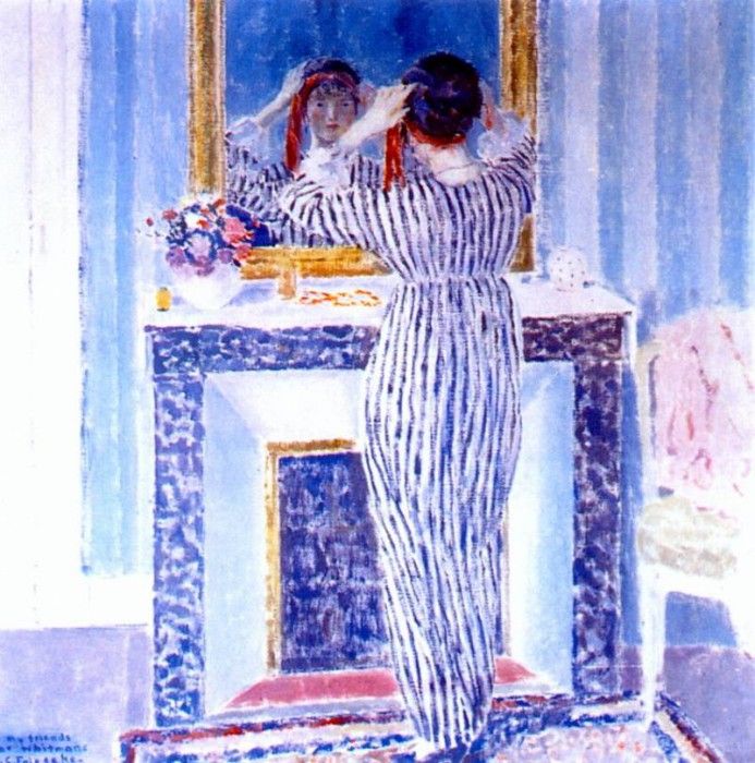 frieseke blue interior, giverny (the red ribbon) c1912-13. Frieseke,  