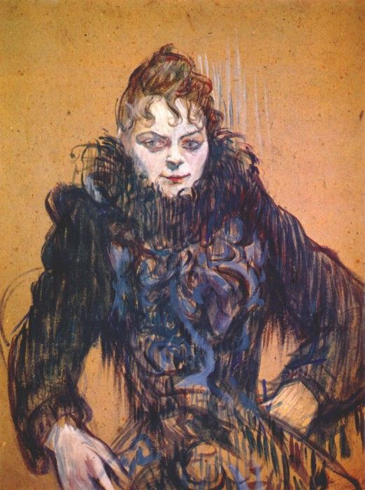 lautrec woman with a black feather boa c1892. -,  