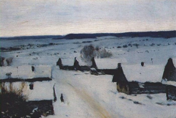 levitan village, winter 1880s. , 