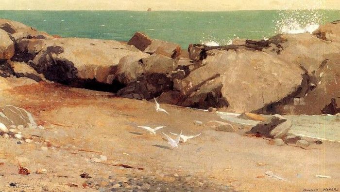 Homer Winslow Rocky Coast and Gulls. , 