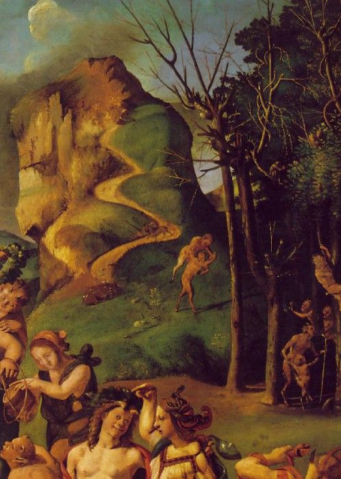 Piero di Cosimo The discovery of honey, Detalj 1, ca 1505-10. ,  