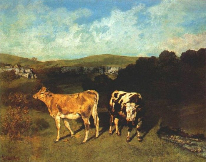 courbet white bull and blond heifer 1850-1. , 