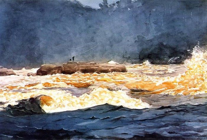 Homer Winslow Fishing the Rapids Saguenay. , 