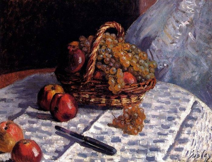 Sisley Alfred Still Life Apples And Grapes. , 