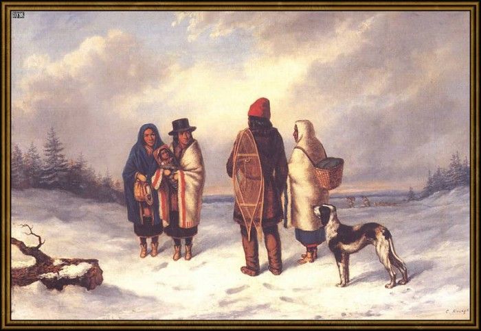 ds-cornelius krieghoff 01l-indian in a snowy landscape (1847-1848). Krieghoff, 