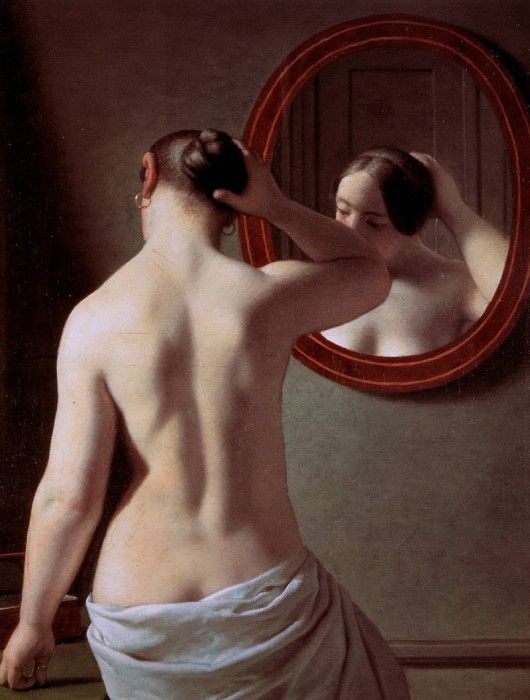 Eckersberg Christofer Woman standing in front of a mirror Su. Eckersberg,  
