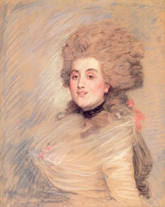 Tissot Portrait of an Actress in 18thC Dress. Tissot Jacques Joseph