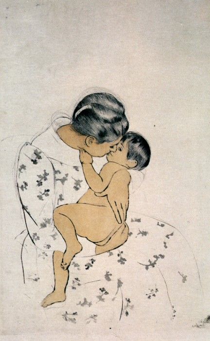 Cassatt Mary Mothers Kiss 1891.  