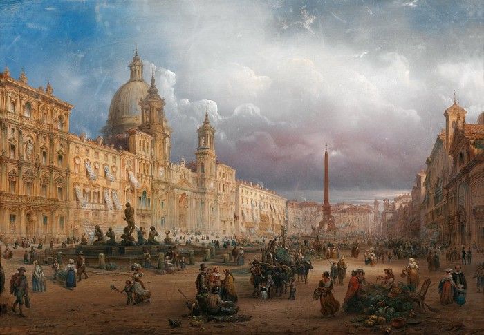        [A Bustling Market on the Piazza Navona in Rome]. , 