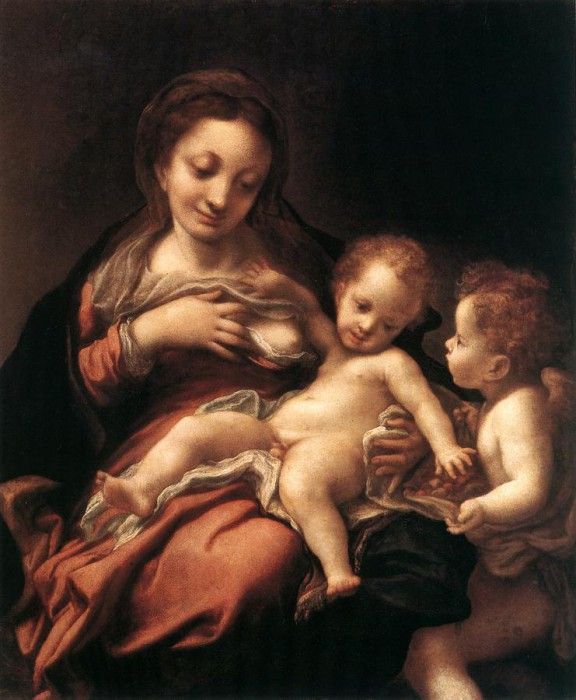 CORREGGIO Virgin And Child With An Angel. 