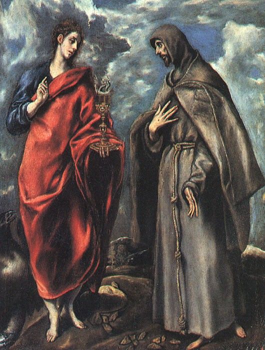 El Greco Saints John the Evangelist and Francis, 1600, oil o. , -