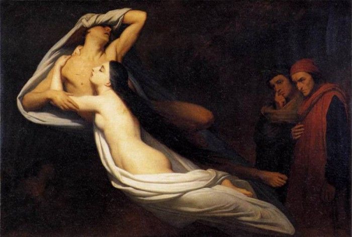 SCHEFFER Ary The Ghosts Of Paolo And Francesca Appear To dante And Virgil 1855.  