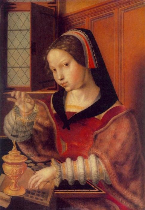 HEMESSEN Jan Sanders van Woman Weighing Gold. Hemessen, �� ������� ���
