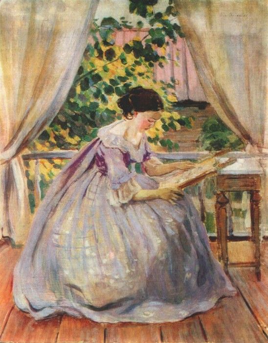 borisov-musatov lady embroidering 1901. -,  (1870-1905)