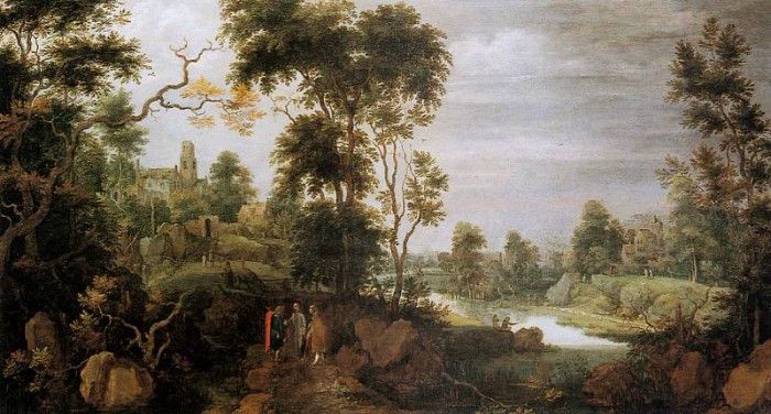 DHondecoeter Gillis Landscape with road to Emmaus Sun. DHondecoeter, 