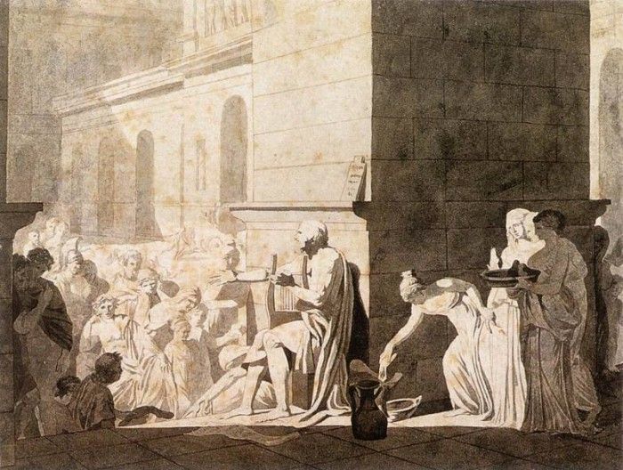 DAVID Jacques Louis Homer Reciting his Verses to the Greeks. , -